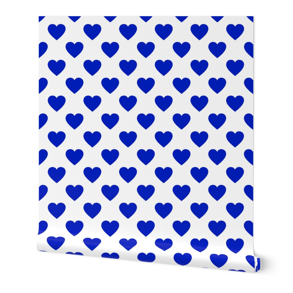 2" Cobalt Blue Hearts on White`