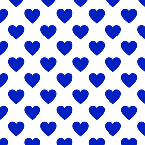 2" Cobalt Blue Hearts on White`