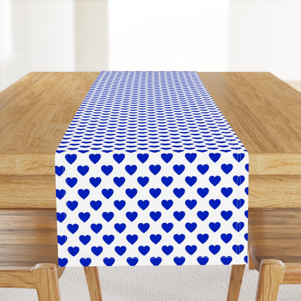 1" Cobalt Blue Hearts on White 