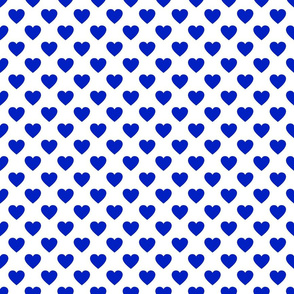1" Cobalt Blue Hearts on White 