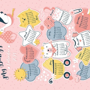 My Baby's Calendar 2024 // pink background // baby girl