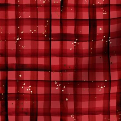 watercolor plaid-holiday red sparkle