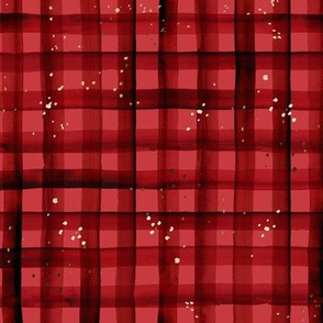 watercolor plaid-holiday red sparkle