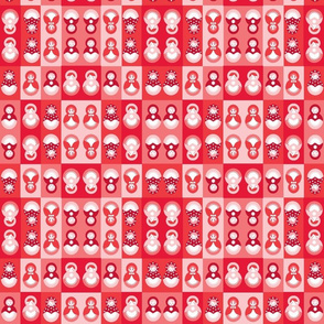 Russian dolls in Reds and Pinks
