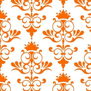 Retro Goldfish - Burnt Orange Damask