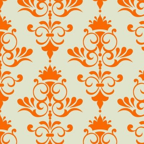 Retro Goldfish - Vintage Orange Damask