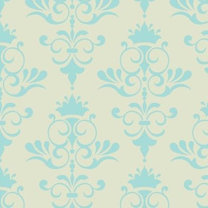 Retro Goldfish - Vintage Blue Damask