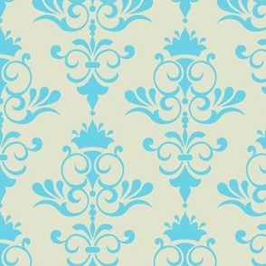 Retro Goldfish - Blue Damask