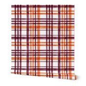 watercolor plaid - orange and marroon - fall plaid