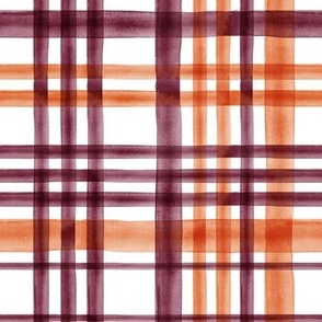 watercolor plaid - orange and marroon - fall plaid