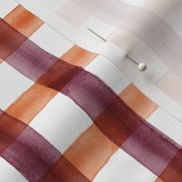 watercolor plaid - maroon and orange check