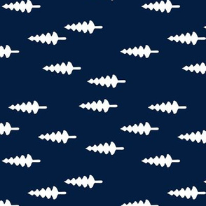 (small scale) forest on navy || tree fabric the great outdoors collection C18BS 