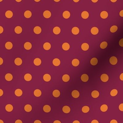 polka dots - orange and maroon