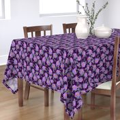 watercolor floral  poinsettia on  purple 