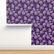 watercolor floral  poinsettia on  purple 