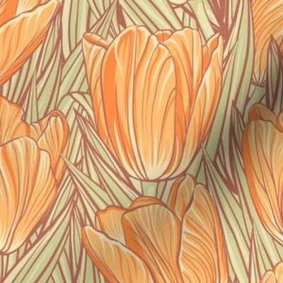 Orange Tulips Color Pencil