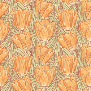 Orange Tulips Color Pencil