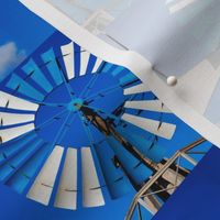 Blue and White Windmill