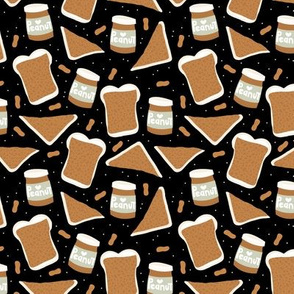 Peanut butter sandwich bread and jar cool food pop design black gender neutral