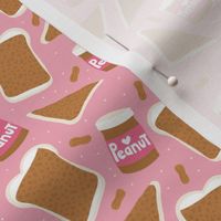 Peanut butter sandwich bread and jar cool food pop design girls pink