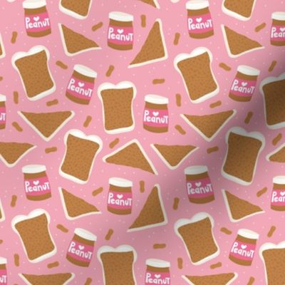 Peanut butter sandwich bread and jar cool food pop design girls pink