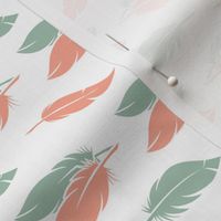 Tribal Feathers Peach and Sage 