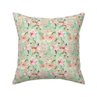Sweet Watercolor Blush Roses on Green- small