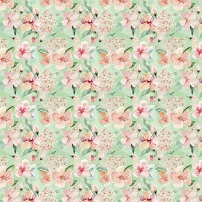 Sweet Watercolor Blush Roses on Green- small