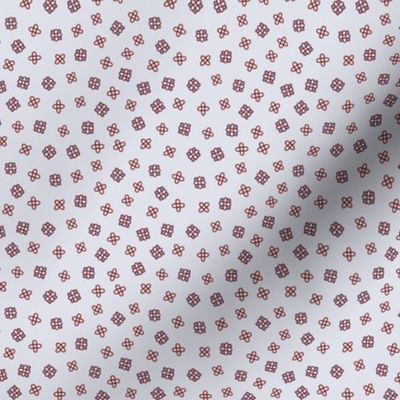 Scattered floral in wine red, blue and gray