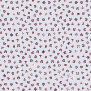 Scattered floral in wine red, blue and gray