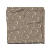 4” Antlers - beige on taupe linen