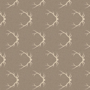 4” Antlers - beige on taupe linen