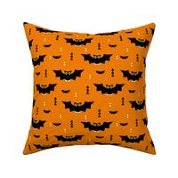 Cute little baby bats geometric halloween horror print with triangles orange night