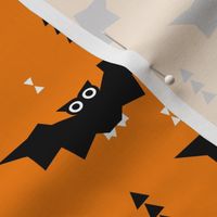 Cute little baby bats geometric halloween horror print with triangles orange night