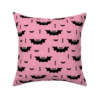 Cute little baby bats geometric halloween horror print with triangles pink night