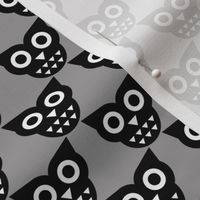 Cool geometric kawaii autumn winter owls retro gray