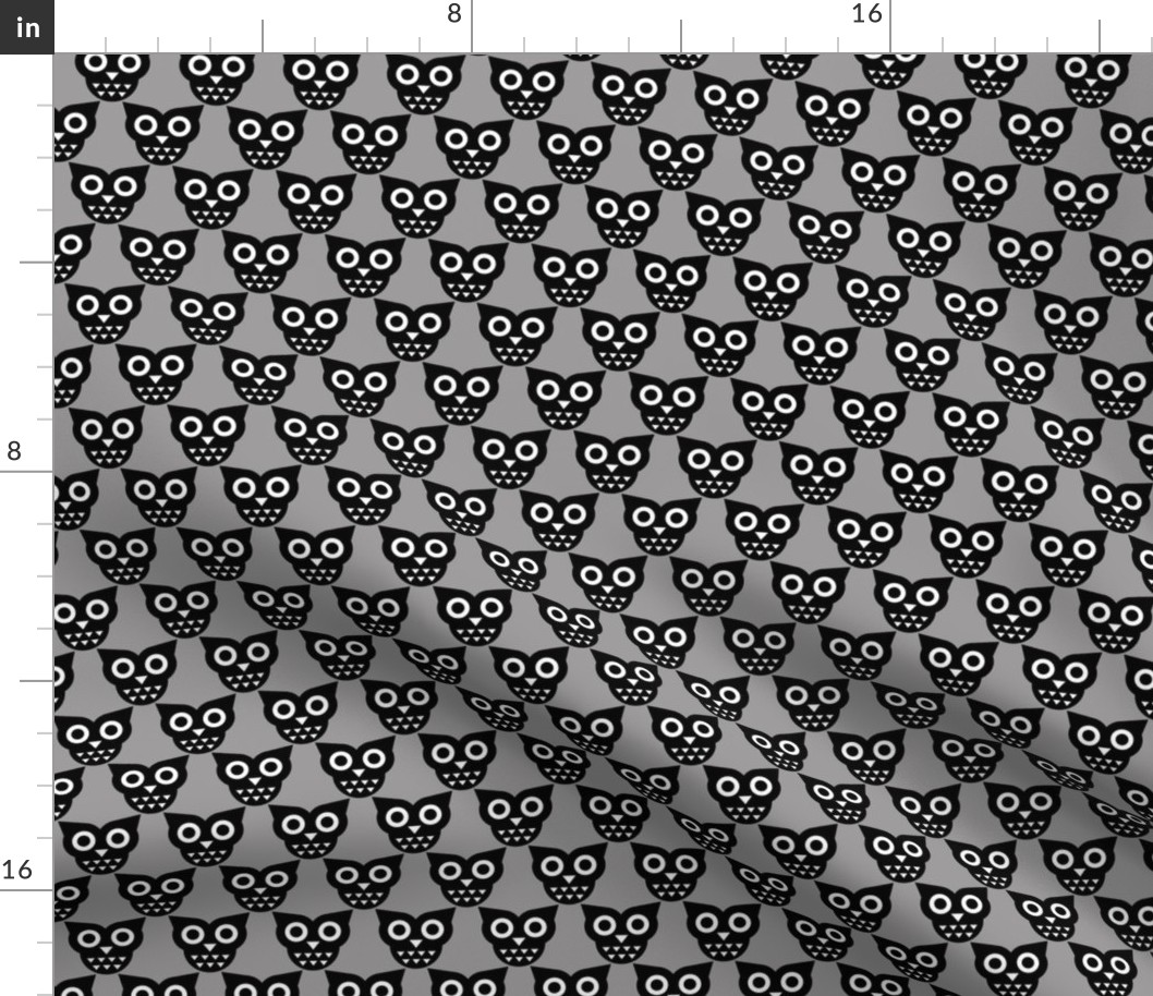 Cool geometric kawaii autumn winter owls retro gray