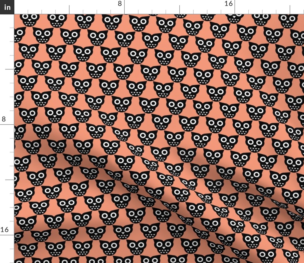 Cool geometric kawaii autumn winter owls retro peach