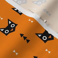 Black cat kawaii geometric kitten love halloween cats orange