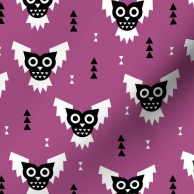 Cool geometric kawaii autumn winter halloween horror owls triangles purple