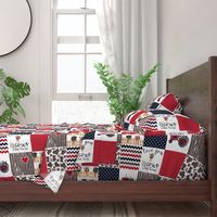 Farm//Love you till the cows come home//Hereford/Angus/Red/Navy - Wholecloth Cheater Quilt - Rotated