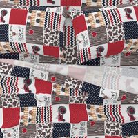 Farm//Love you till the cows come home//Hereford/Angus/Red/Navy - Wholecloth Cheater Quilt - Rotated