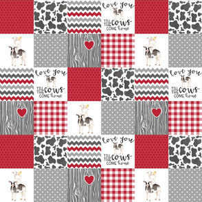 3 inch Farm//Love you till the cows come home//Red - Wholecloth Cheater Quilt