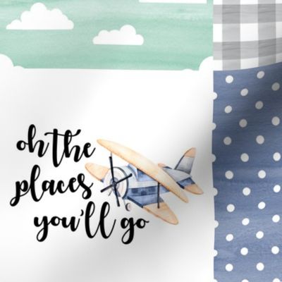 Oh the places you'll go//Retro Planes - Wholecloth Cheater Quilt