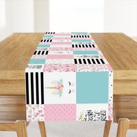 Modified Be a unicorn//Teal//Pink - Wholecloth Cheater Quilt - Rotated