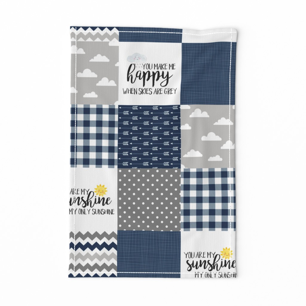 Modified You are my sunshine//Navy//Plaid - Wholecloth Cheater Quilt