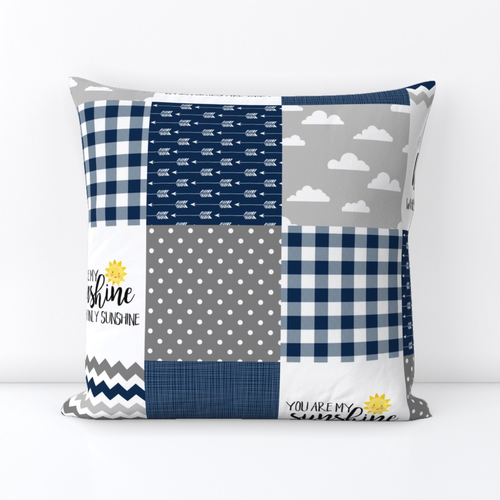 Modified You are my sunshine//Navy//Plaid - Wholecloth Cheater Quilt