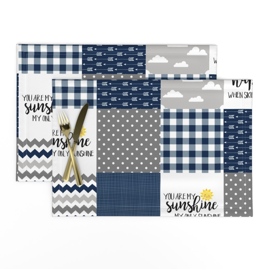 Modified You are my sunshine//Navy//Plaid - Wholecloth Cheater Quilt