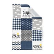 Modified You are my sunshine//Navy//Plaid - Wholecloth Cheater Quilt
