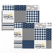 Modified You are my sunshine//Navy//Plaid - Wholecloth Cheater Quilt